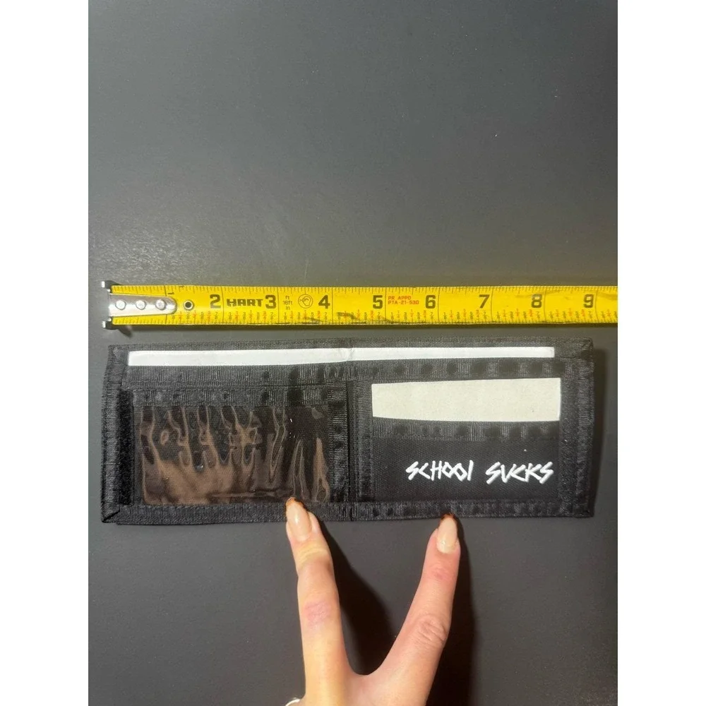 Y2K ZERO‎ School Sucks Skateboarding Black Canvas Wallet